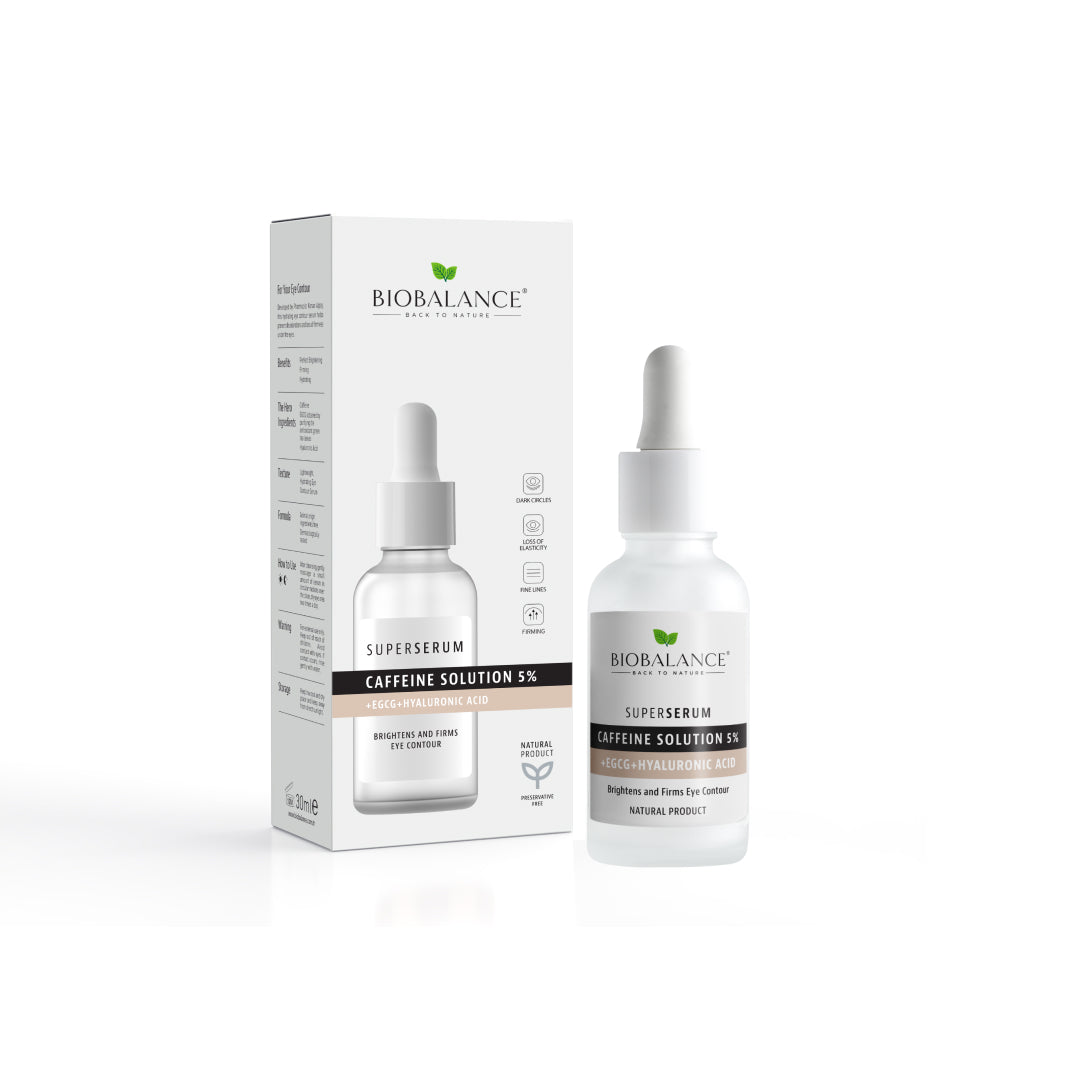 BIOBALANCE СУПЕР ОКОЛООЧЕН СЕРУМ ПРОТИВ ТЪМНИ КРЪГОВЕ И ТОРБИЧКИ С КОФЕИН